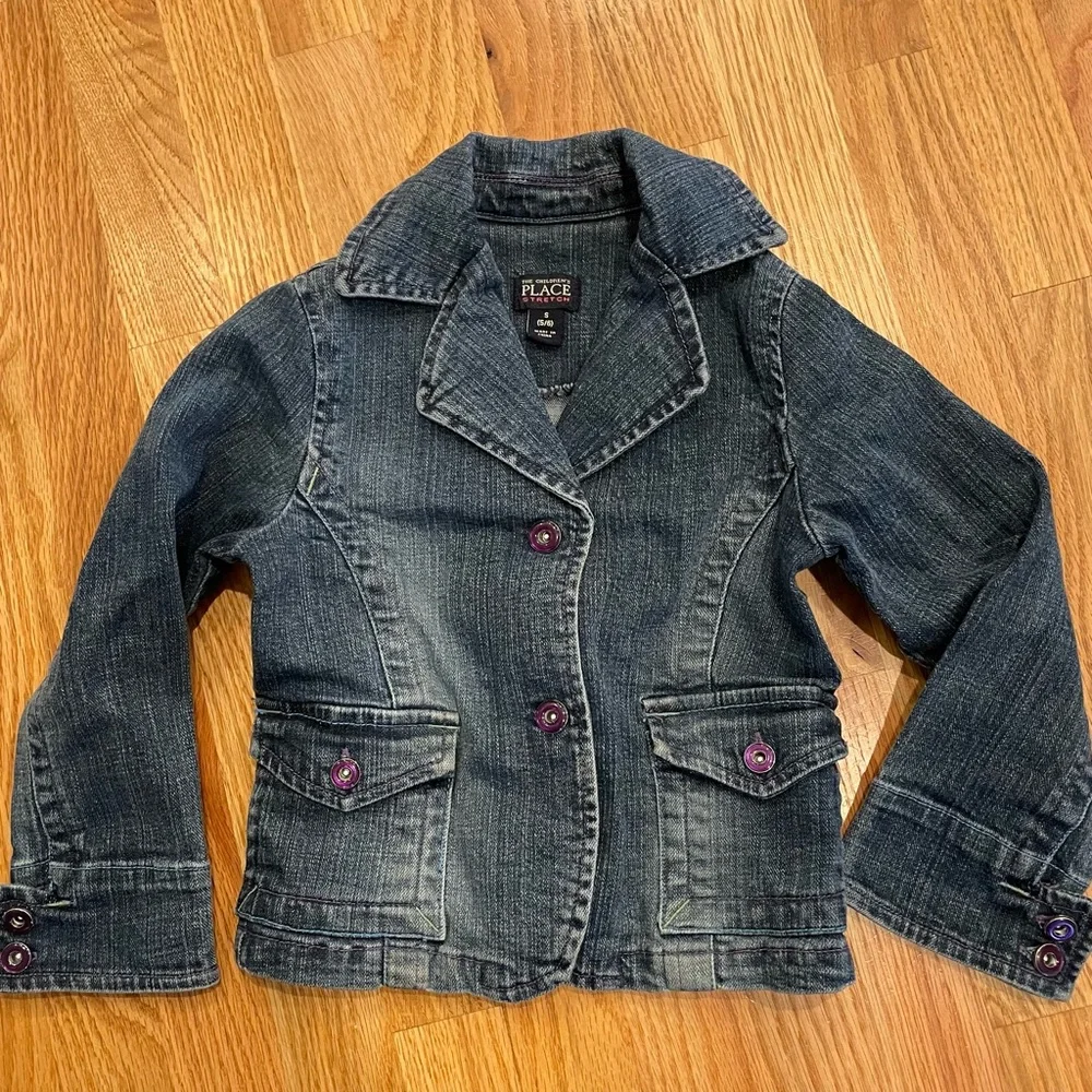 Denim Jacket Stretch Girls Sz S (5/6) The Childrens Place Blue Jean Long Sleeve